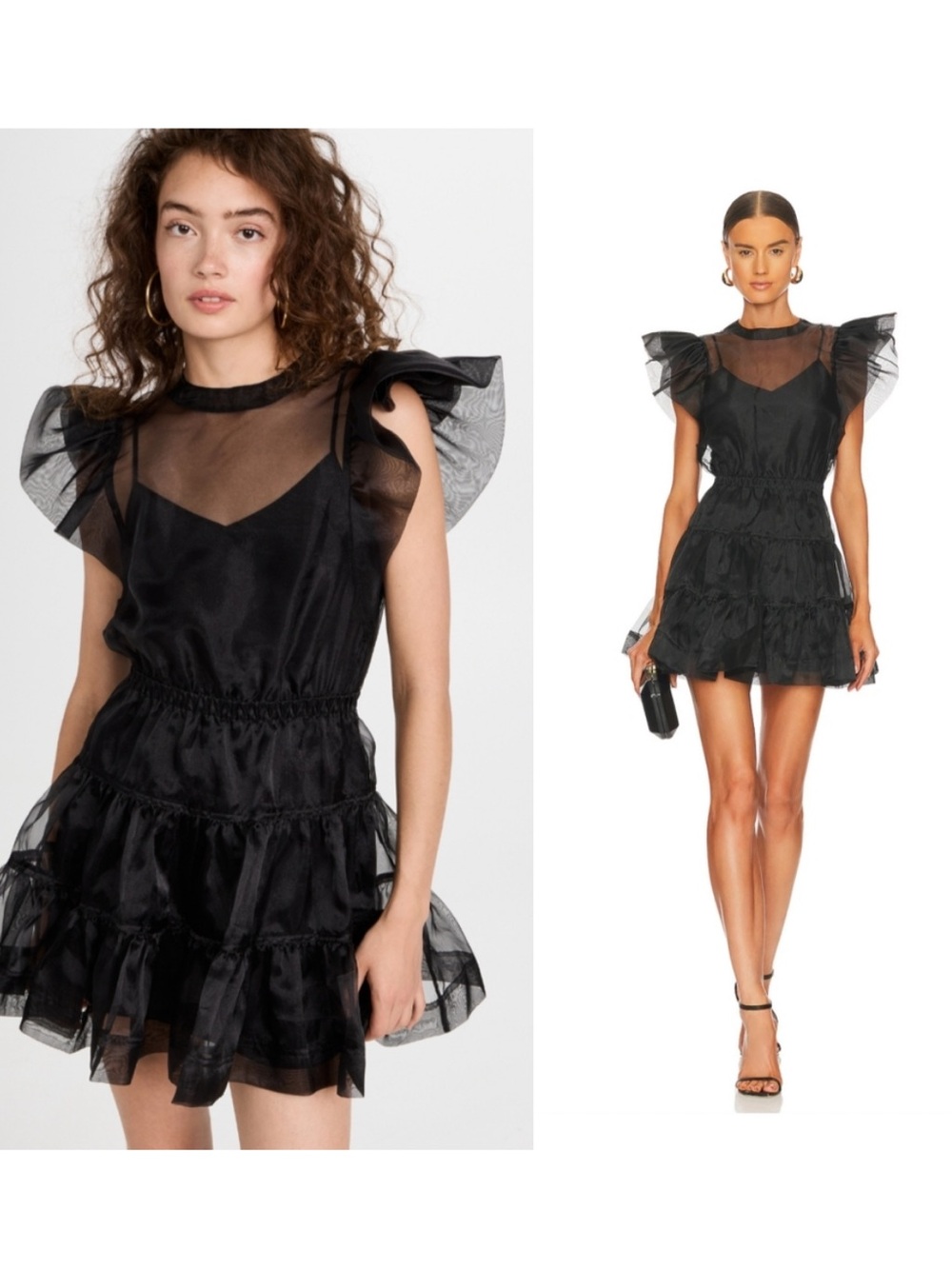 JONATHAN SIMKHAI Monique Organza Mini Dress | Sheer Ruffle Party Coquette SZ 4